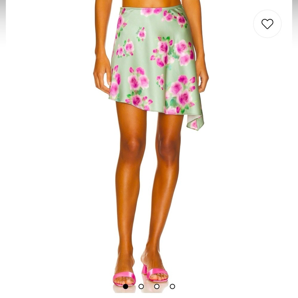 WEWOREWHAT - REVOLVE  Asymmetrical Slip Mini Skirt in Blurred Roses Sage Multi
